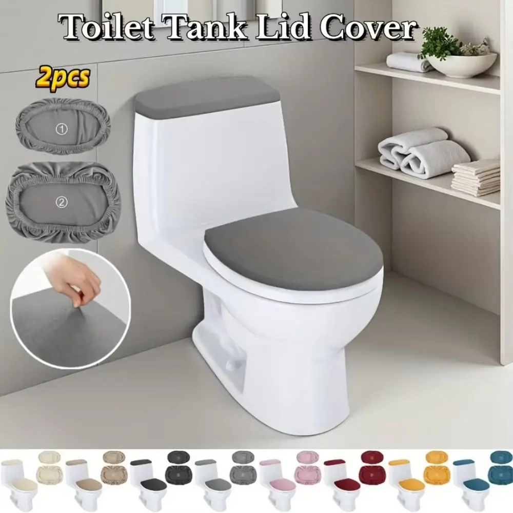 2Pcs/Set Solid Color Toilet Seat Cover Soft Touch Split Toilet Lid Cover Dustproof Universal WC Cover Protective Sleeves