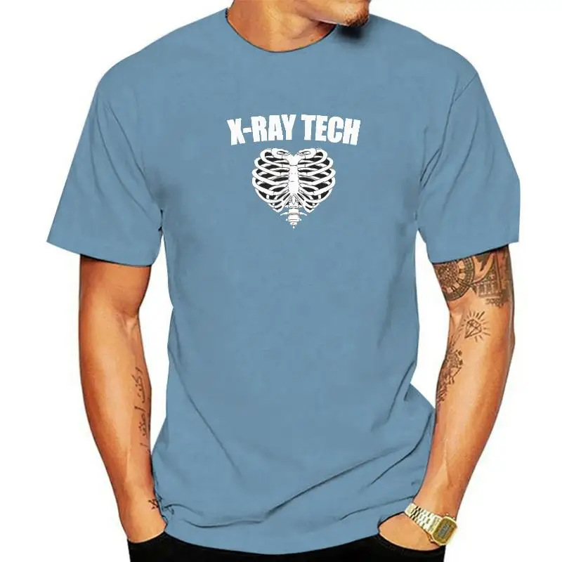 X-Ray Tech Ribs Heart Love Radiology Rad Tech TShirt T-Shirt Camisas Cotton Tees For Men Top T-Shirts Dominant Christmas