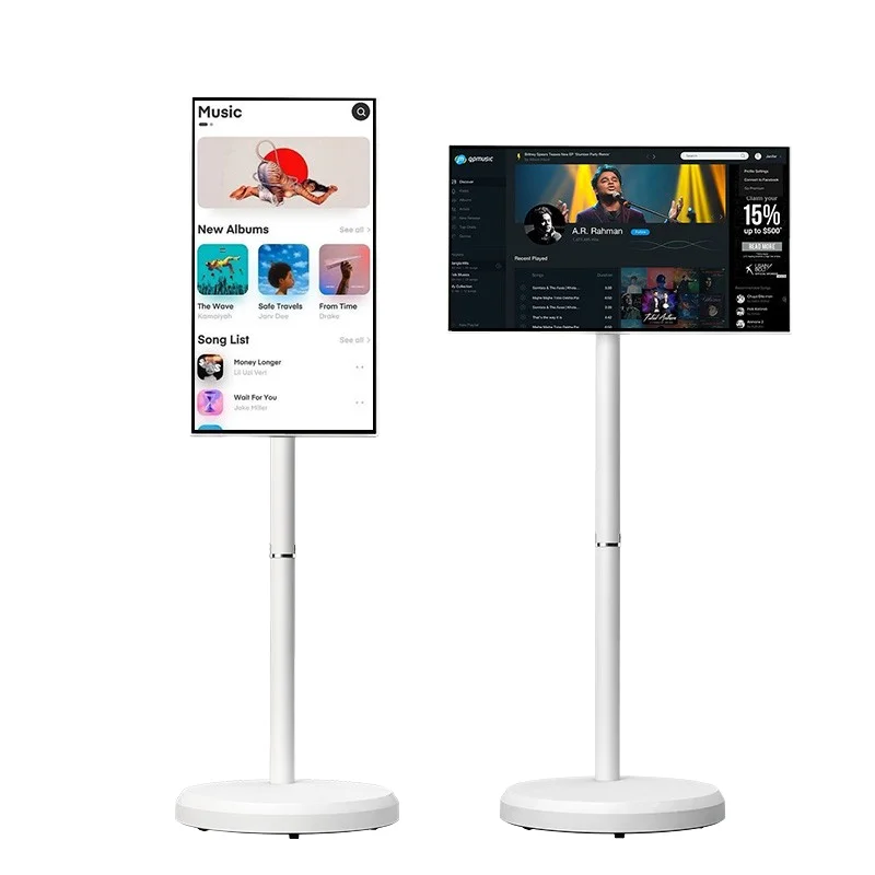 21.5-Inch Smart Portable TV with built-in speakers and wheels