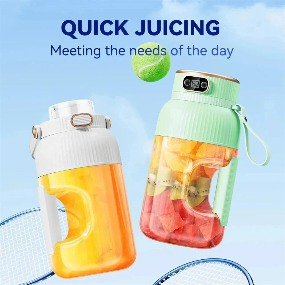 1200ml elétrico sem fio display digital misturador portátil espremedor de frutas smoothie copo suco recarregável smoothie espremedor 10 lâmina