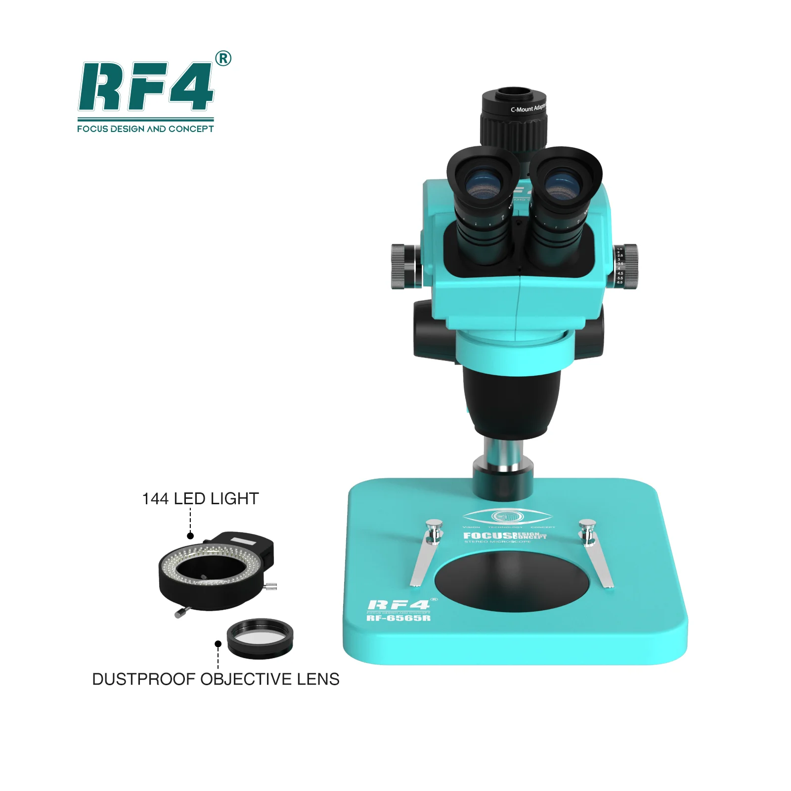 The New RF4 6565R Can Continuously Enlarge 6.5-65X Zoom Stereoscopic Triocular Microscope for Mobile Phone Welding Repair