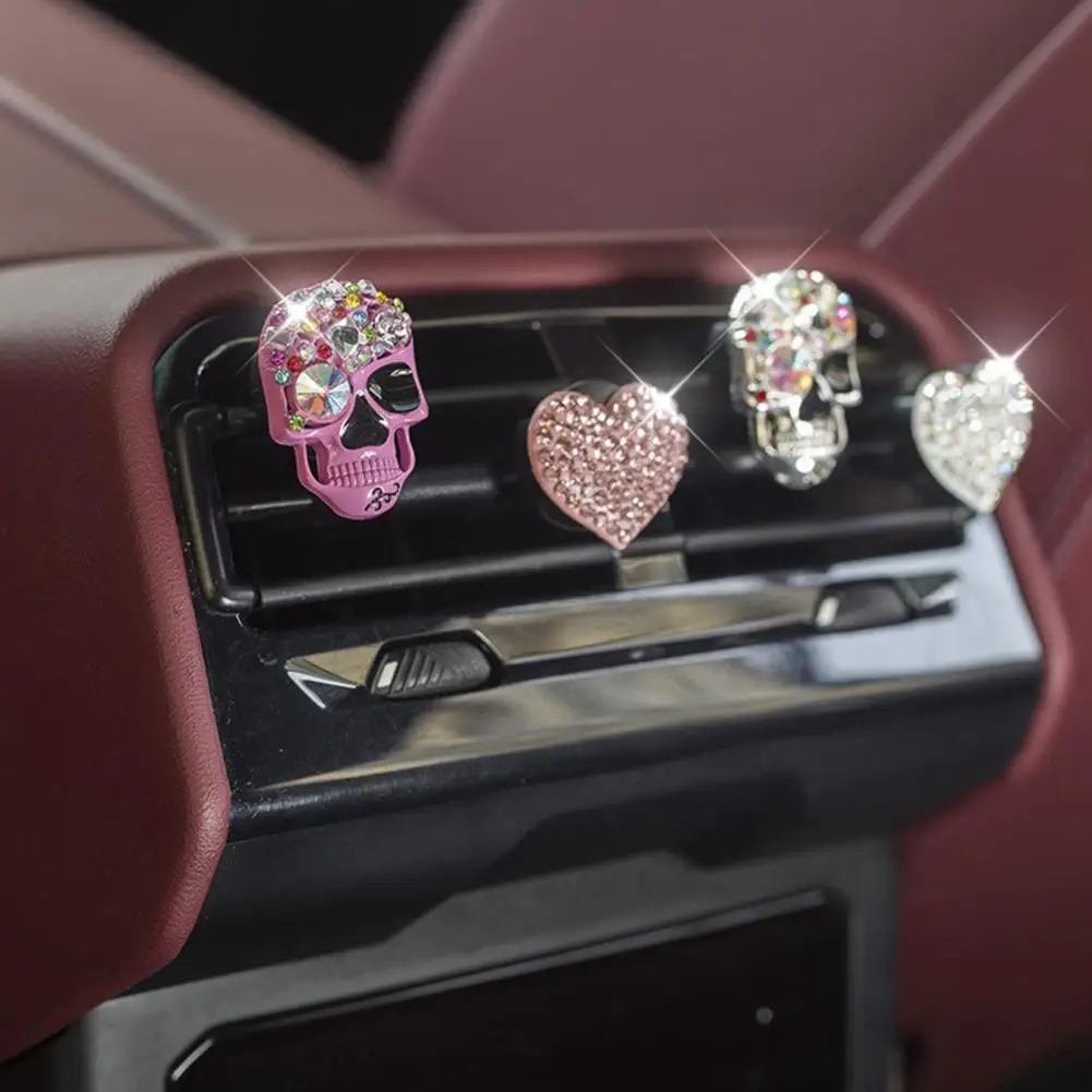 2 Pcs Skull Decor Car Stuff Air Fresh Vent Clip Truck Accessories For Jeep Toyota Cute Goth Skeleton Car Scents Decor