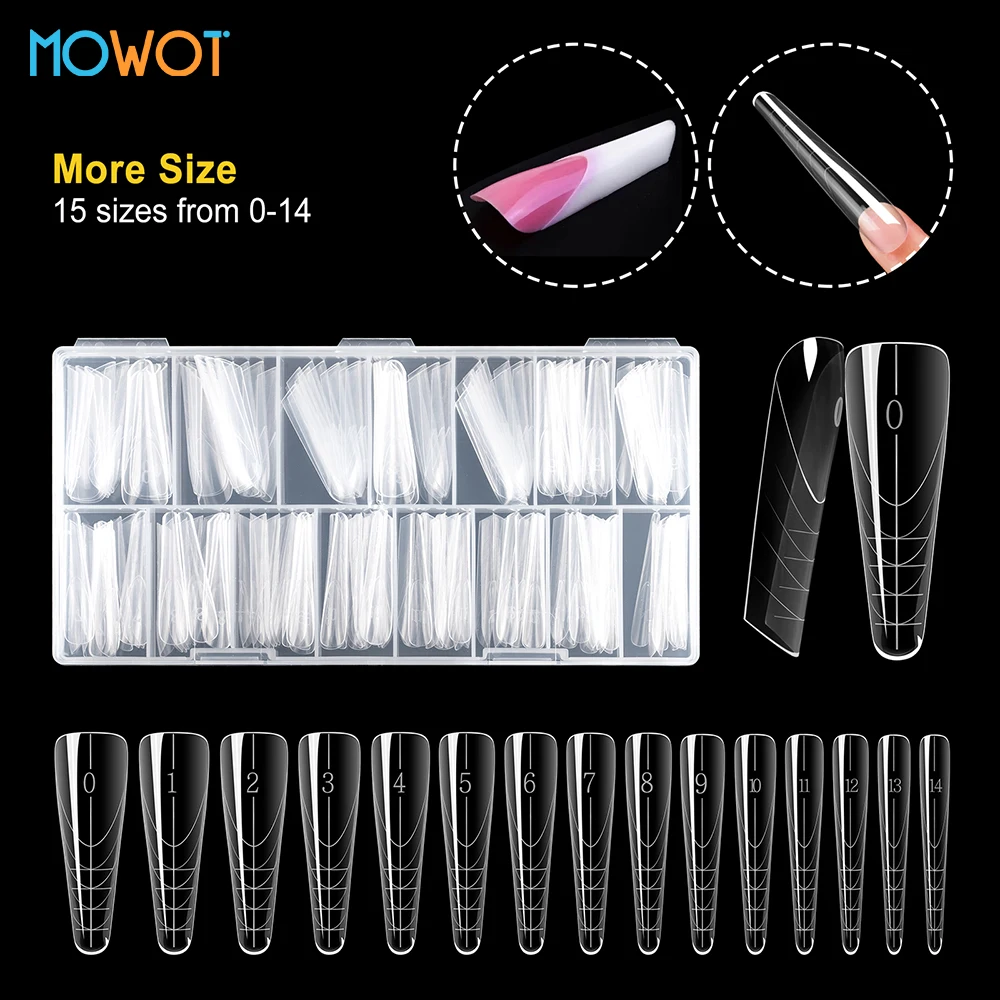 

MOWOT 150Pcs French Nail Dual Forms 15 Sizes Reusable Extension Upper Acrylic Nail Art Molds Full Cover False Tips for Manicure