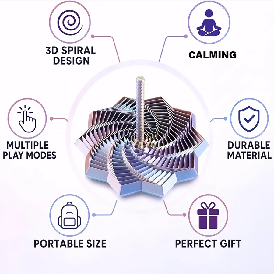 1 Random Color Star Finger Topper - 2 Sizes of Gradient Rotating Polygons, Expandable Sensory Desktop Decoration