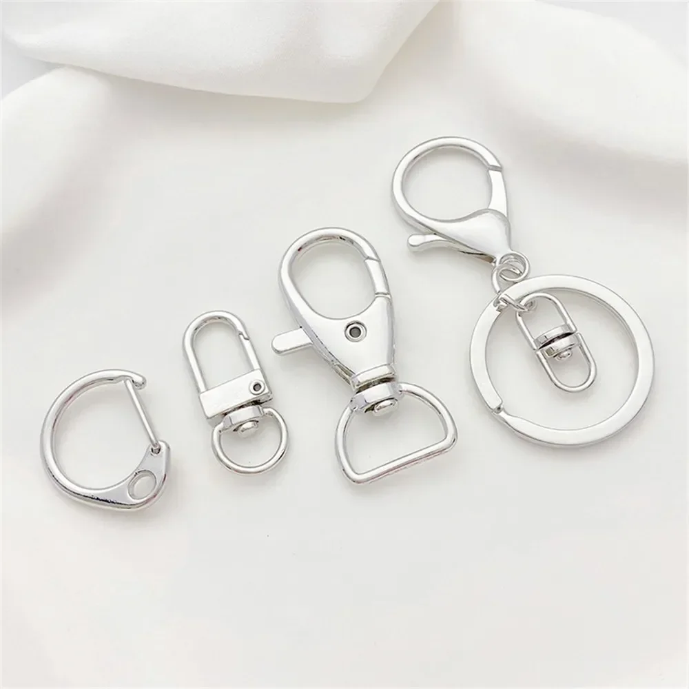 Set Tiga Buah Gantungan Kunci Putar Berwarna Berlapis Emas 14K, Gesper Pegas DIY Perhiasan Cincin Buatan Tangan, Tas, Aksesori Liontin.