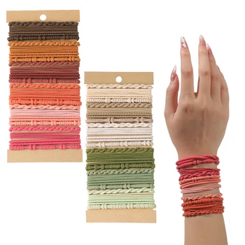 女性と女の子のための伸縮性のあるヘアシュシュ,輪ゴム,ポニーテールホルダー,ナイロンネクタイ,韓国のアクセサリー,丈夫,12個