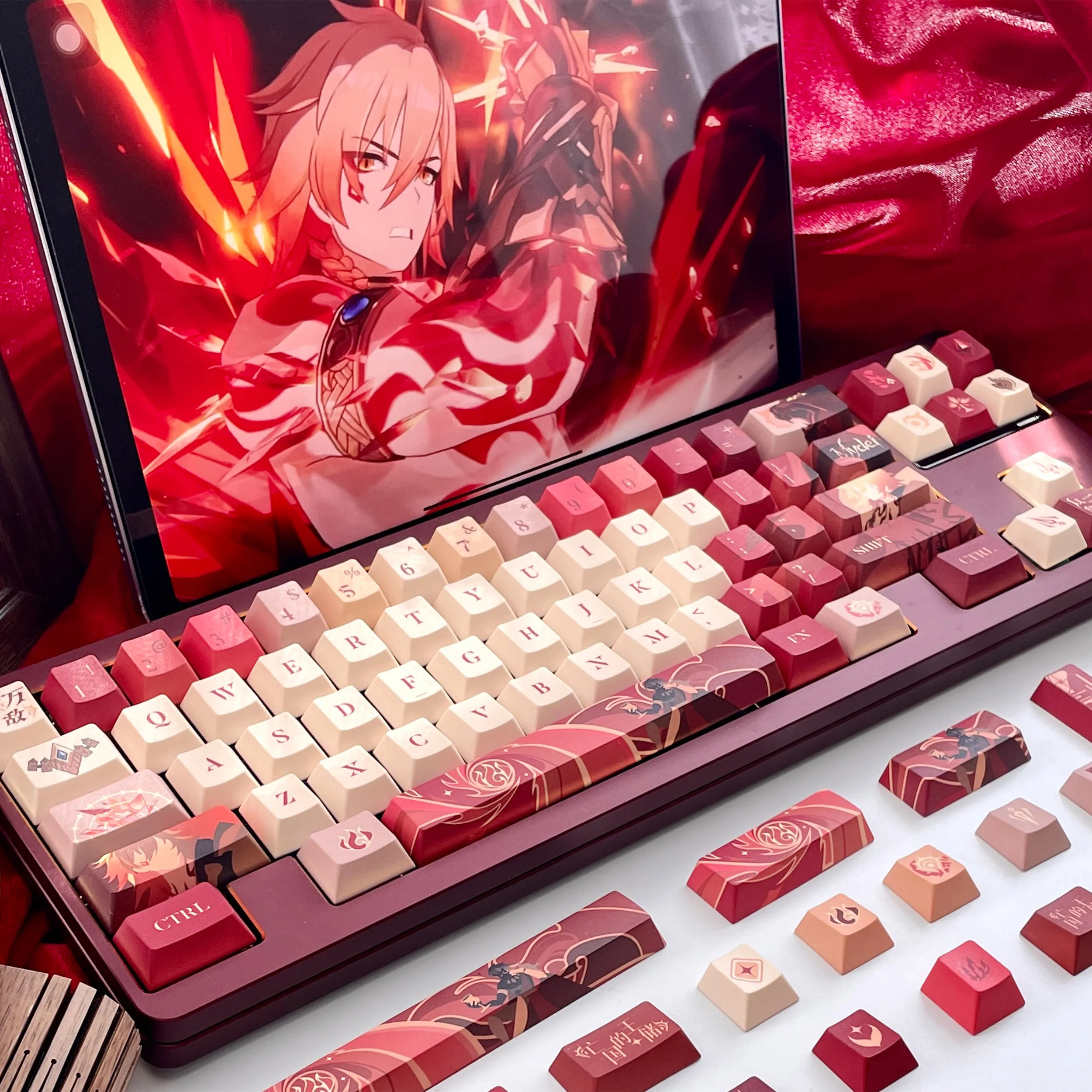 

140 клавиш Honkai Star Rail Mydei Keycaps Аниме Keycap PBT Key Cap Cherry Profile Механическая клавиатура Made68 Mad68 Wooting 60 ISO