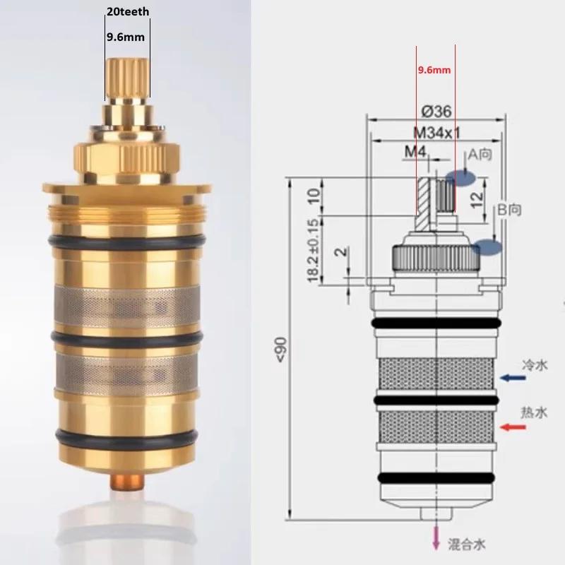 

100% Brass Thermostatic Valve Thermostatic Mixing Valve Thermostatic Faucet Spool Thermostatic Faucet cartridges H1-D