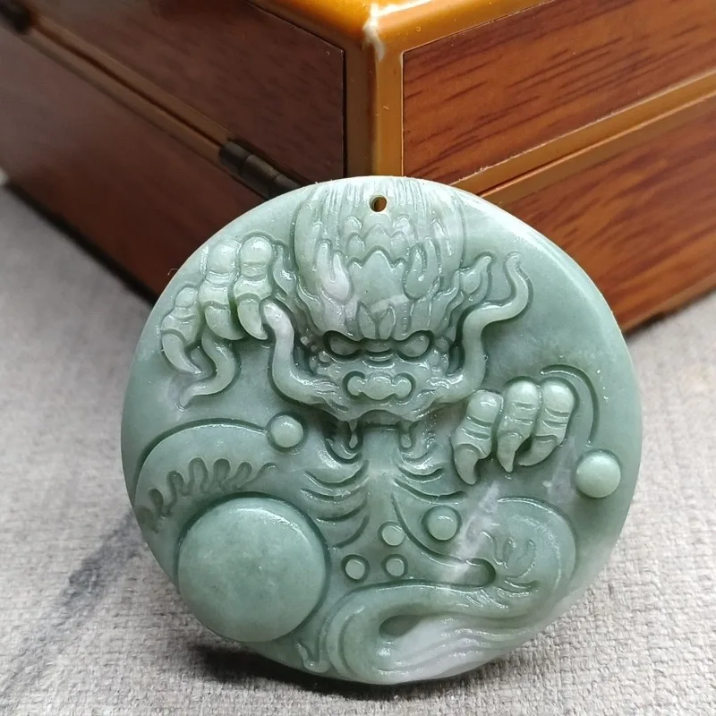

Natural Light Green Hand-carved Dragon Pendant Fashion Boutique Jewelry Men and Women Jade Zodiac Necklace Pendant Jewelry