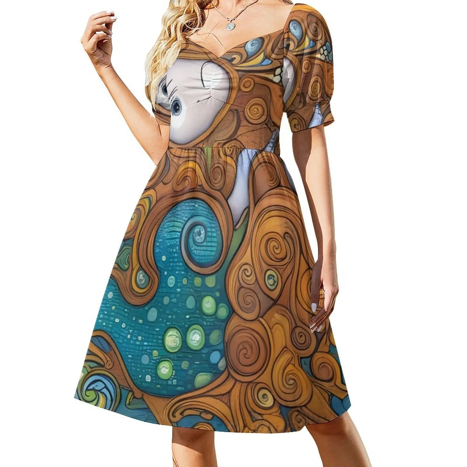 فستان حورية البحر بوهيمي بدون أكمام متعدد الطباعة لقضاء العطلات على الشاطئ فستان حورية البحر ملابس نسائية شعبية #2