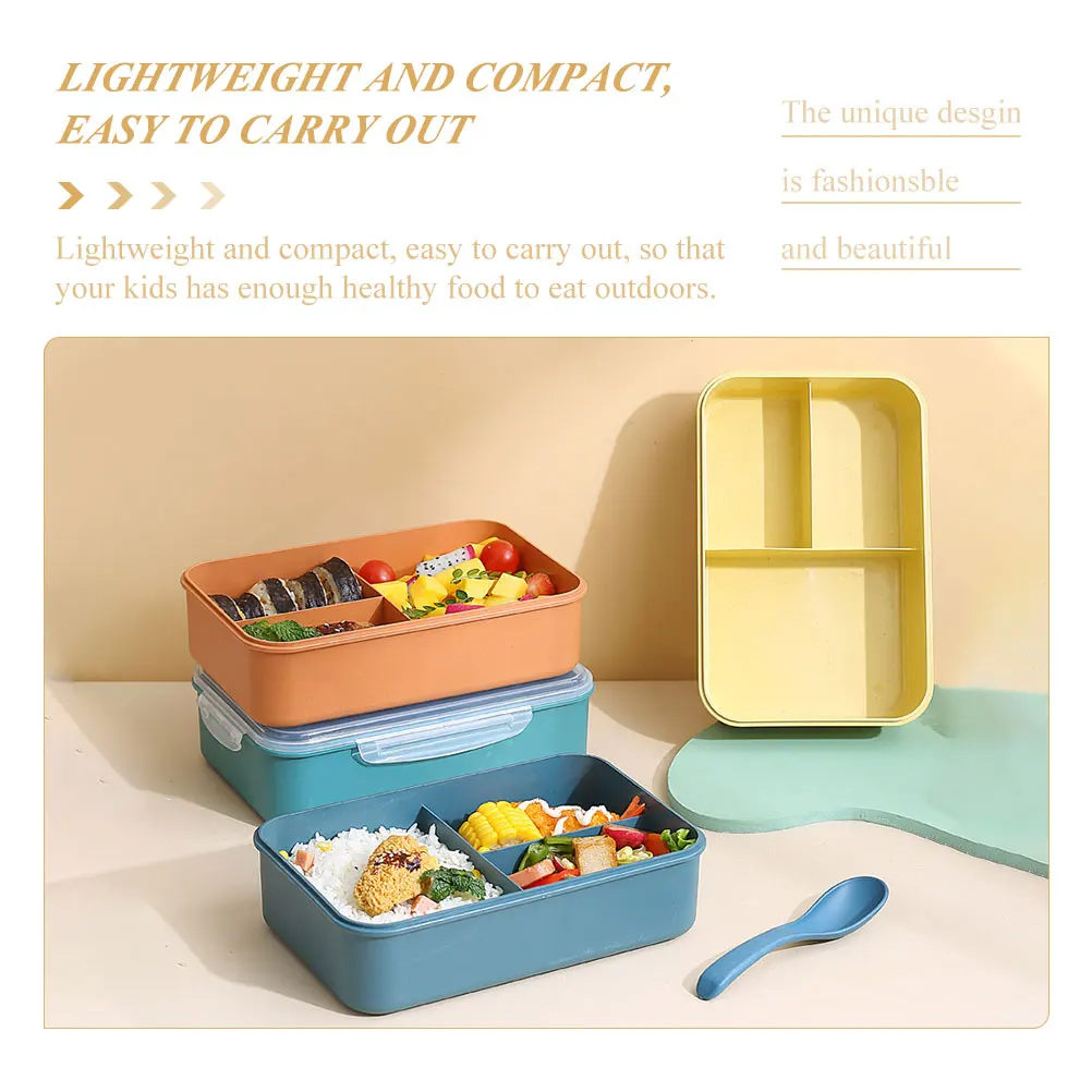 

4-Grid Bento Box Sealing Lunch Box Kids Compartment Microwave Safe Portable Multi-Food Holder Microwave Lunch Boxes