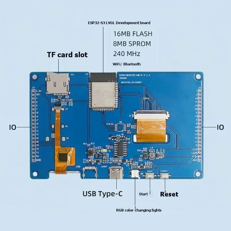

ESP32-S3 LVGL 4.3Inch 480X272 RGB LCD TFT Smart Touch Display Screen Module WIFI Bluetooth Development Board