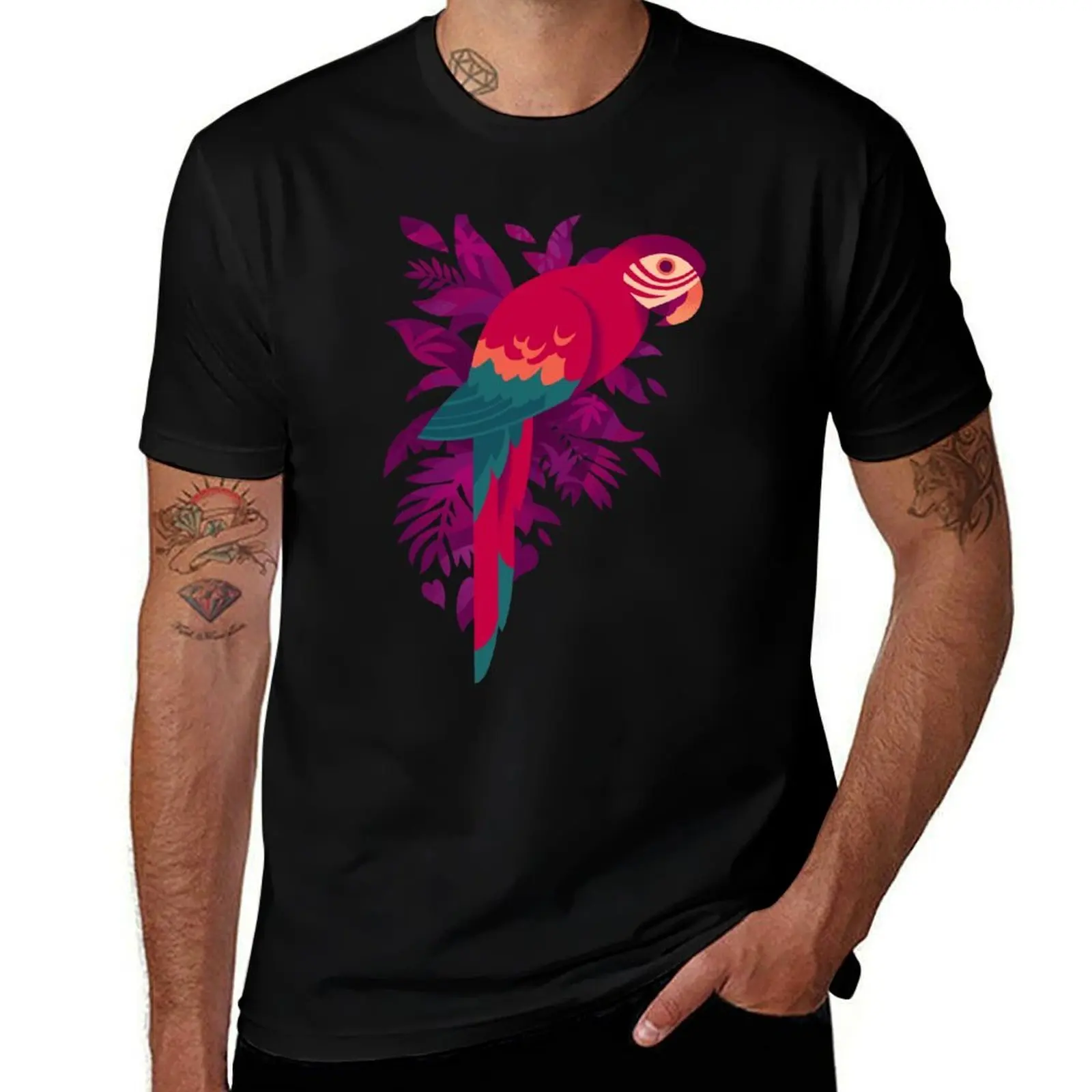 Macaw Silhouette T-Shirt men t shirt cotton 100% T-Shirt