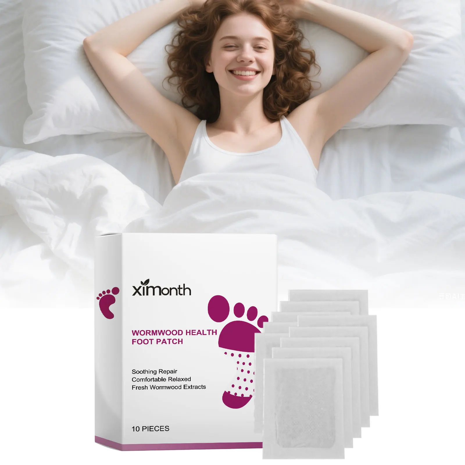 10pcs Wormwood Foot Patches Body Detoxification Reduce Leg Fatigue Relieve Stress Help Sleep Relaxation Deep Cleansing Foot Pads