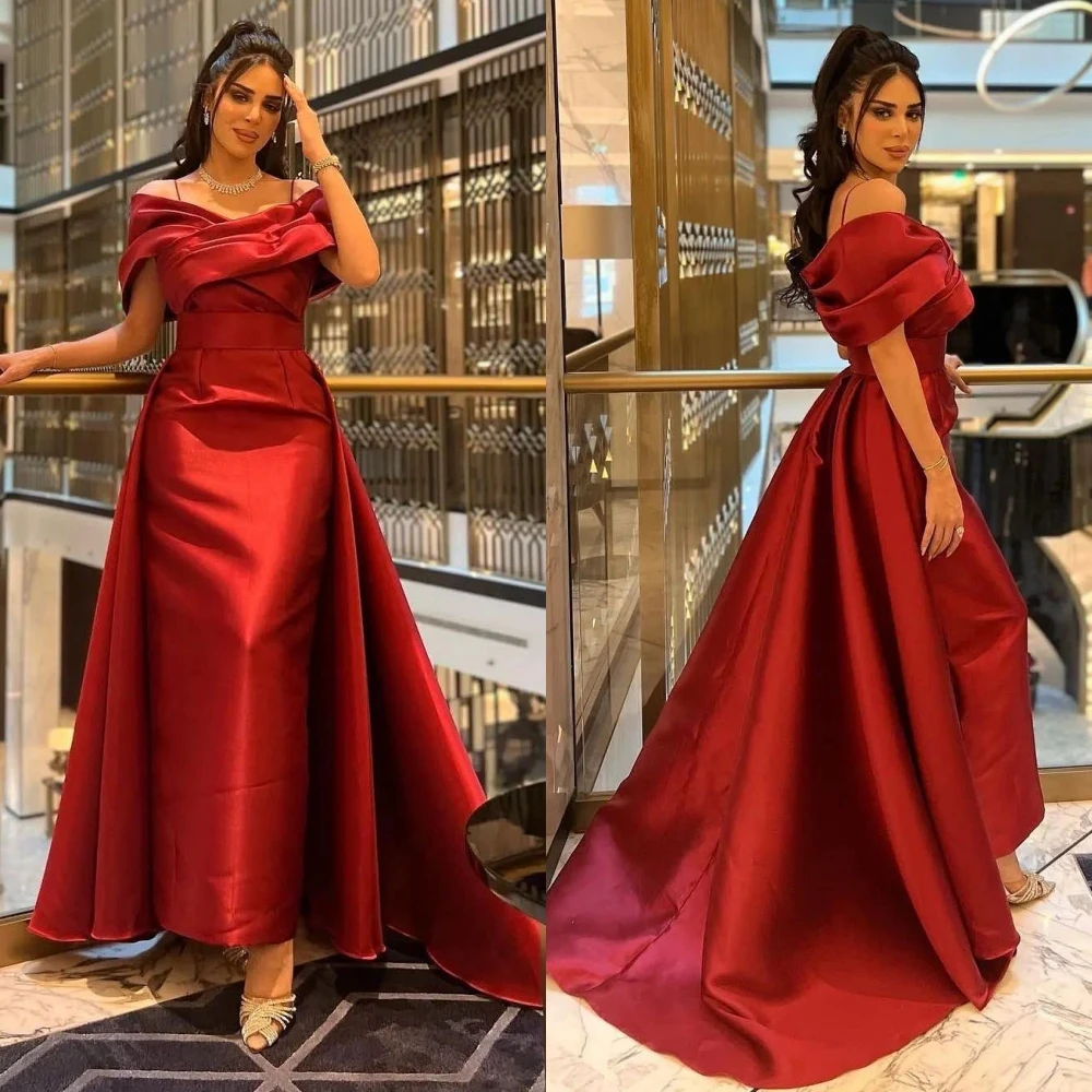 Customized Exquisite Spaghetti Strap A-line Floor Length Evening Dresses Formal Ocassion Gown Fold s ladies dresses for special