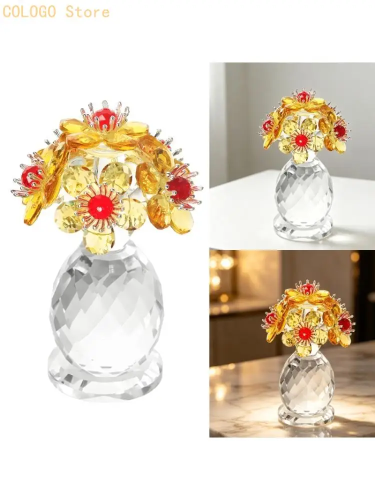 Decorative Crystal Blooms Deck Flower Ornament Perfect For Shelf Or Table D0LD