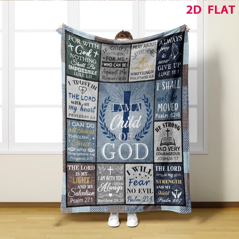 Christian Scripture Flannel Blanket Faith Bible Verse Cross Prayer Religious Throw Blanket Sofa Bed Couch Nap Blanket Church Home Decor Spiritual Room Decoration Christmas Birthday Gift Inspirational Encouragement Daily Faith Message Home Accent
