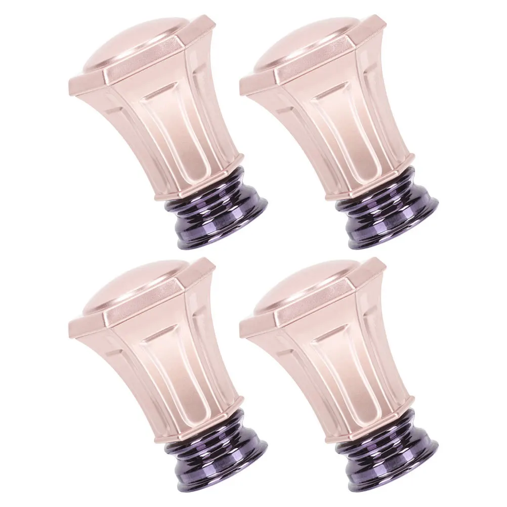 

4Pcs Rose Gold Curtain Rod Head Finials Decorative Drapery Rod End Caps Vintage Window Curtain Rail Finials Aluminum Alloy