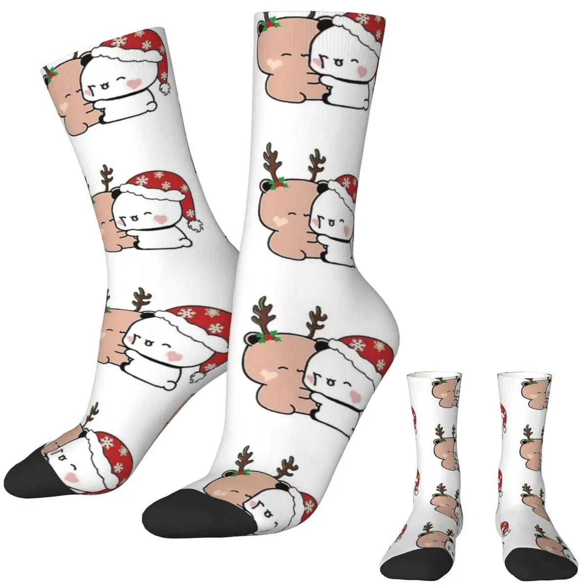 Bubu And Dudu Christmas Bear Socks Spring Stockings Korean Couple Soft Breathable Socks Printed Skateboard Non-Slip Socks