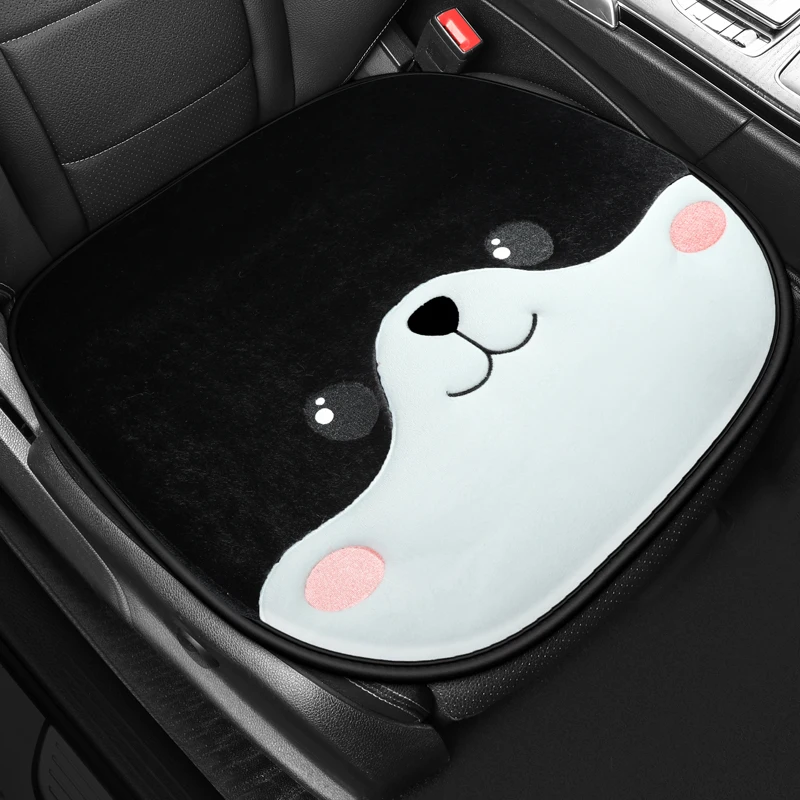 Fun Cartoon Pattern Car Seat Cushion, 3D Embroidery, Soft Plush, Warm and Comfortable, Protects Car Seats, Fits Most Cars
