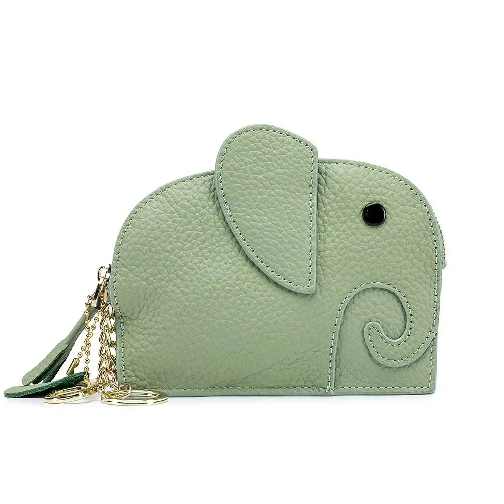 

Portable Zipper PU Leather Coin Purse Card Bag Korean Style Elephant Wallet with Keychain Clutch Bag Cute Card Holder Female