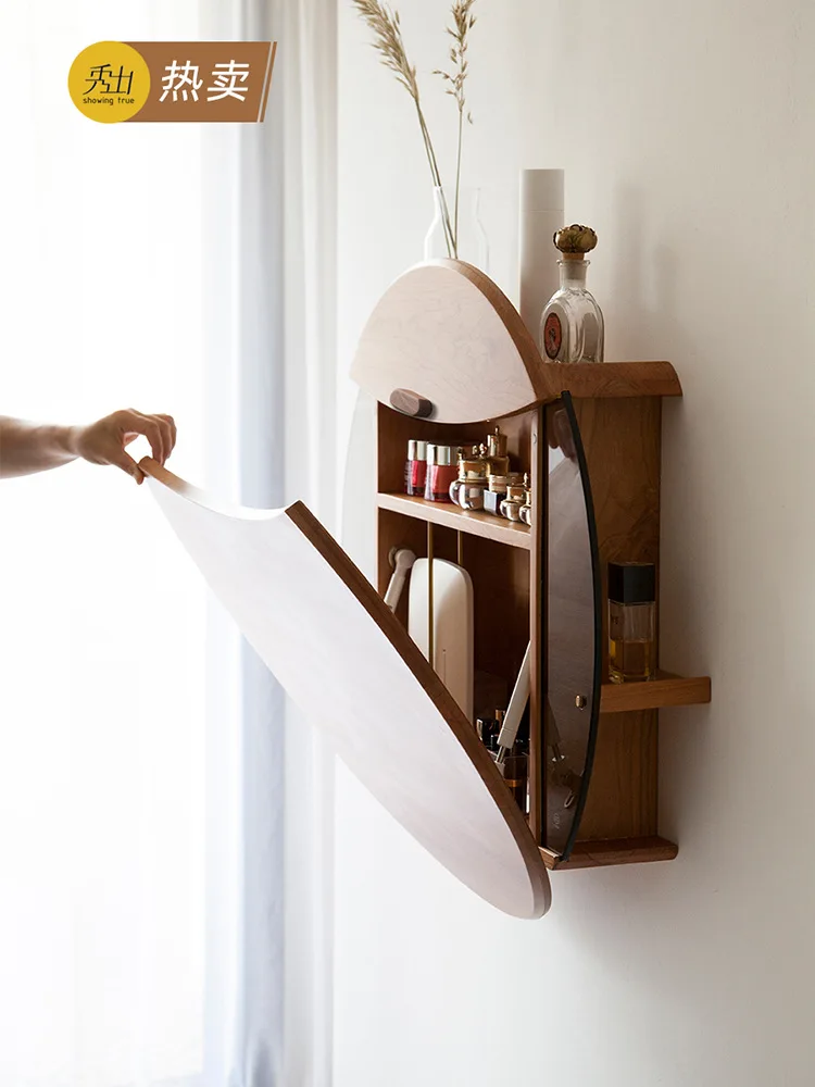 

Wall mounted dresser folding table small bedroom dressing cabinet dressing table solid wood simple storage glass