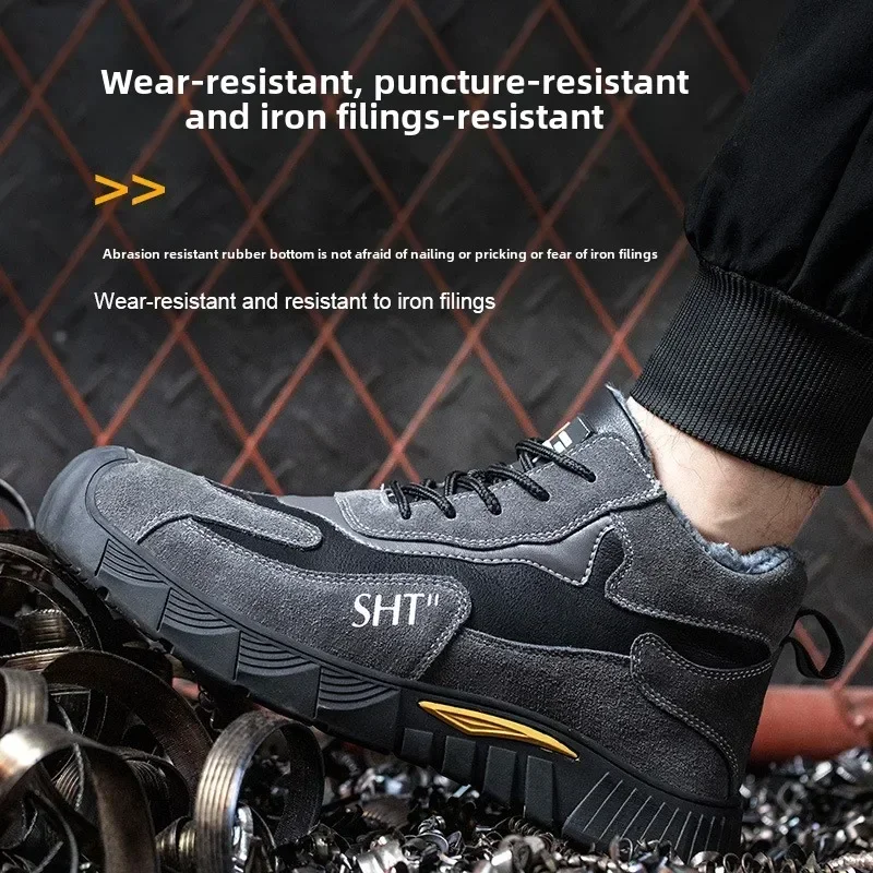 

DurableWinter New Labor Insurance Shoes Warm Smash-proof Puncture-proof Rubber Straps Electric Welding Shoes Safety Protective
