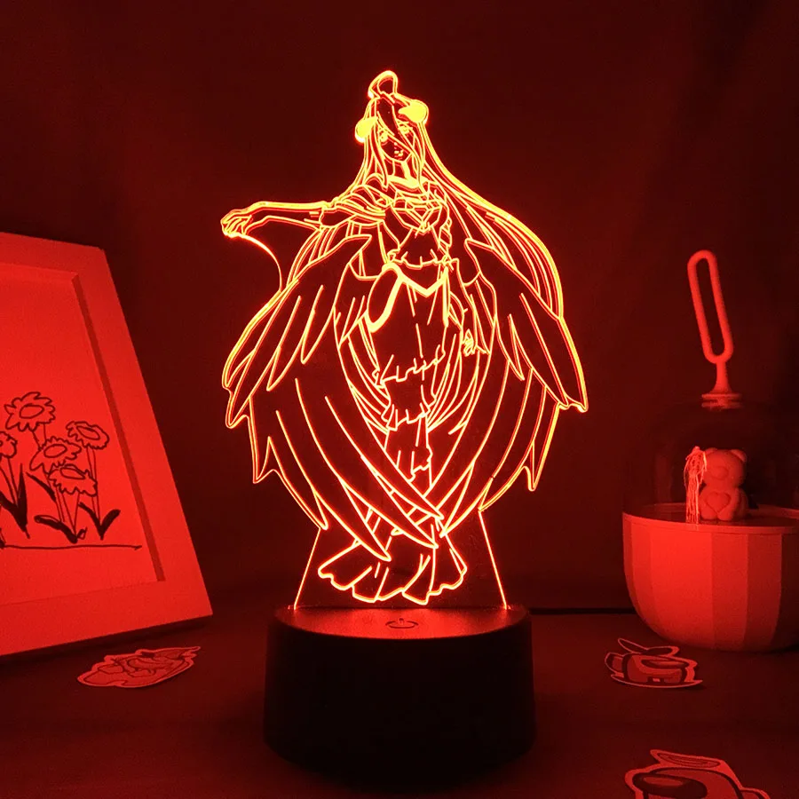Figura de Overlord de Anime Shalltear, luz LED nocturna 3D para novio, regalo de cumpleaños, dormitorio Otaku, decoración colorida, lámpara de Lava de neón Manga