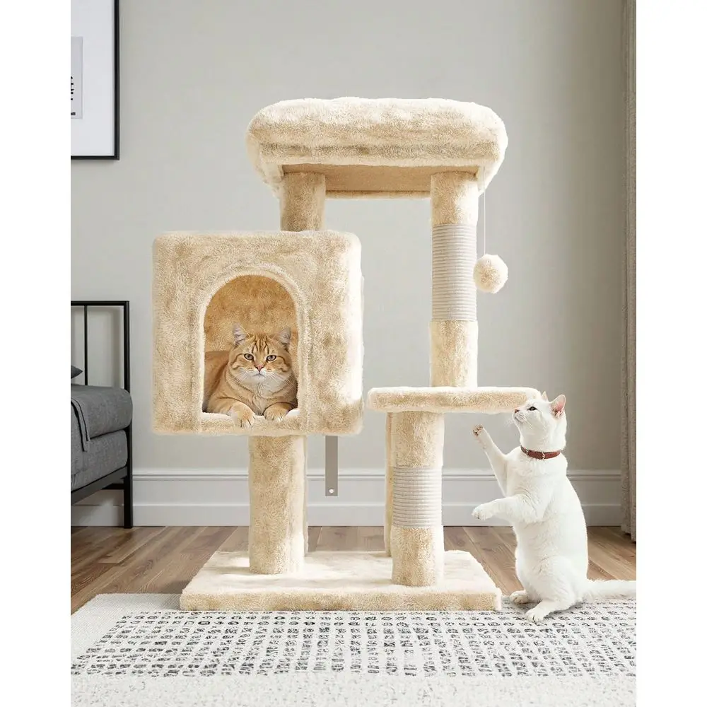 

Многоуровневая когтеточка-башня для кошек 29 дюймов, домик-кондо для кошек, сизалевые столбики, мягкие плюшевые лежанки для котят, мебель для домашних животных