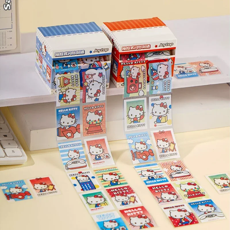 126Pcs Genuine Sanrio Hello Kitty Pull-Out Sticky Notes Cartoon Kt Cat Classic Red Blue Series Message Memo Girl Stationery Gift