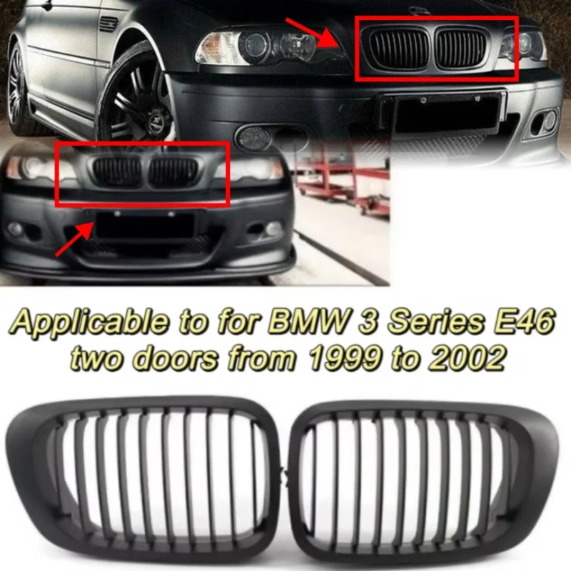 

For BMW E46 3 Series 1999-2002 Wood grain front grille double kidney grille modification parts Car model upgrade accessories