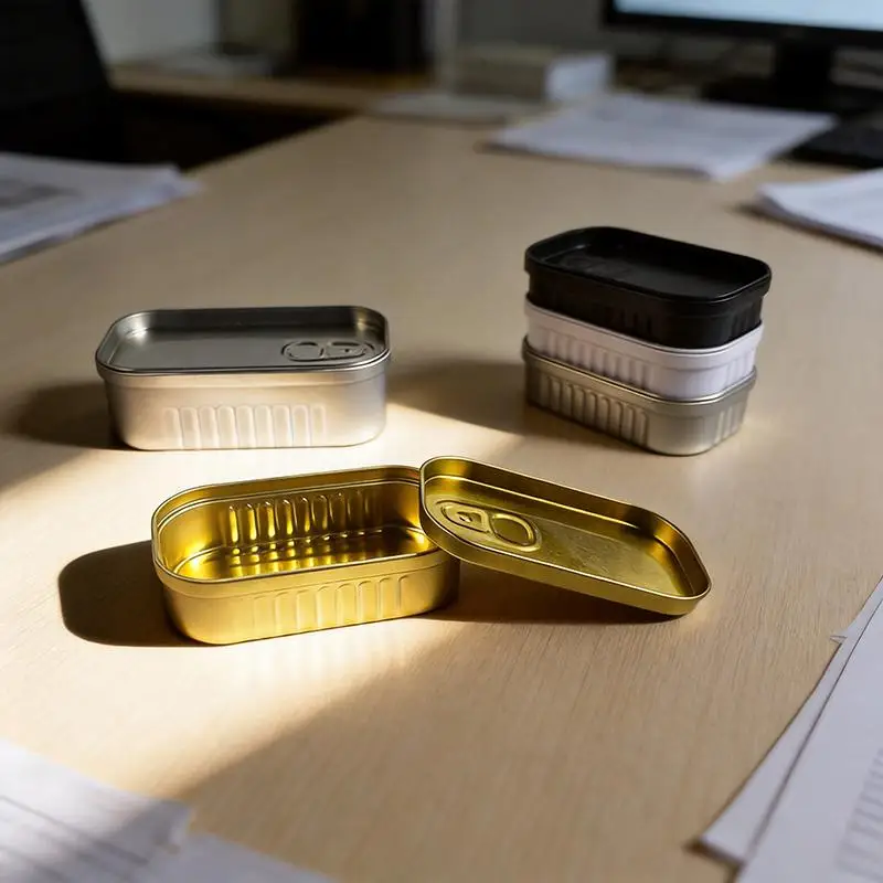 Tinplate Mini Metal Box Creative Sardine Can Shaped Storage Box Portable Metal Material Jewelry Pill Cases Portable Tin Boxes