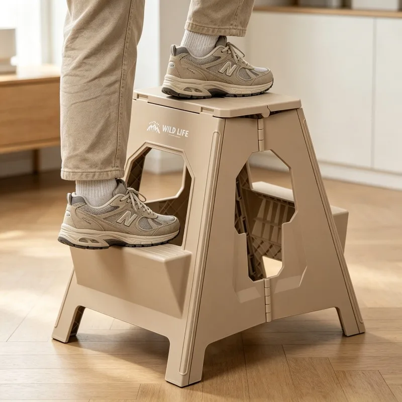 Thickened Plastic Folding Ladder Step Stool Two Step Portable Space Saving Bathroom Car Wash Multifunction Dinning Chair