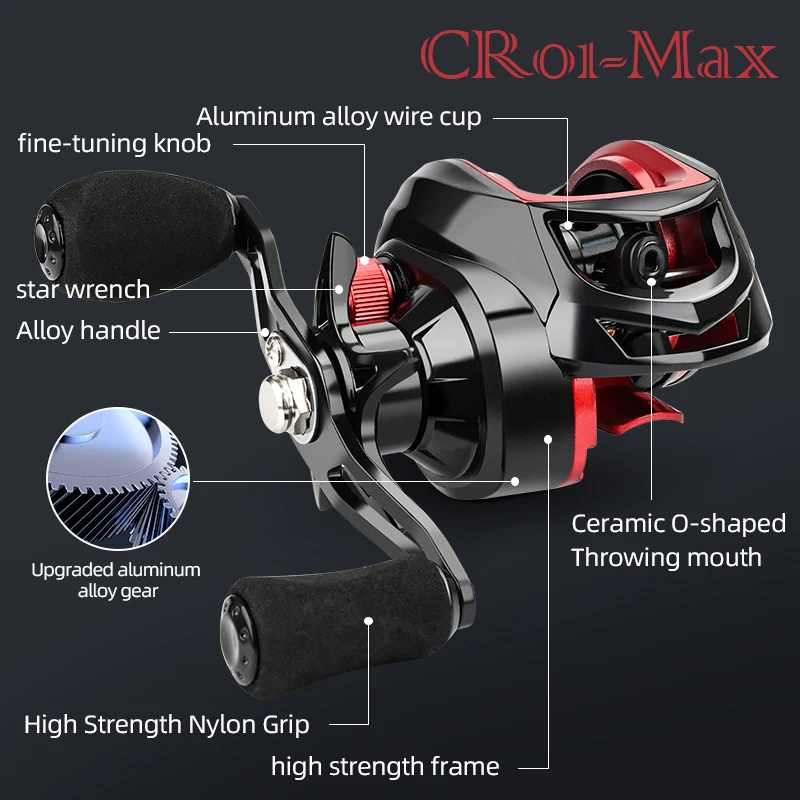 CR01 Upgrade Version 3+1BB 8kg Max Drag Fishing Reel Professional Ultra Light Carp Baitcasting Wheel carp fishing casting reel