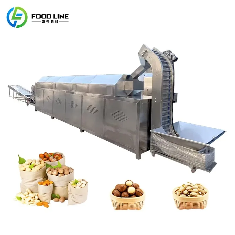 Gas Peanut Almond Cashew Nut Roaster Machine Barley Grain Roasting Line Automatic Custom
