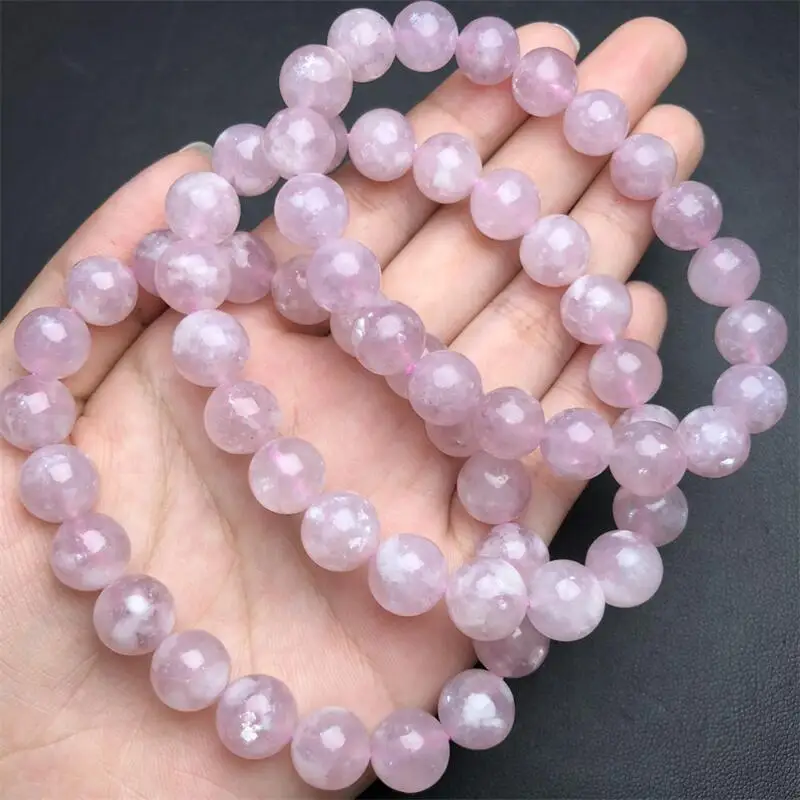 10MM Natural Pink Mica Bracelet Handmade Crystal Quartz Jewelry Stretch Bangle Children Birthday Gift 1PCS