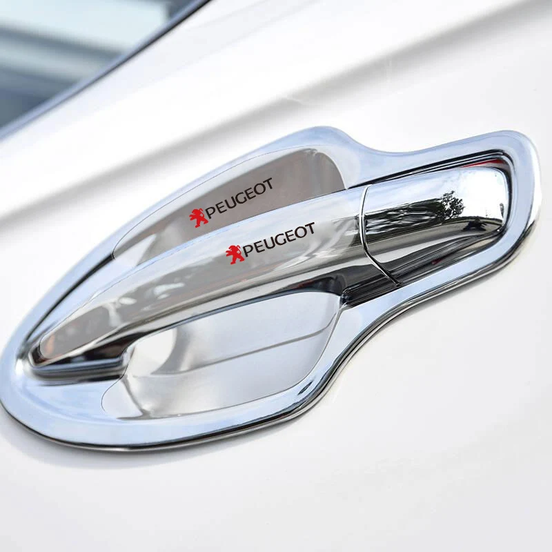 8 قطعة مقبض باب السيارة اكسسوارات المطاط ملصق مائي الشارات لبيجو 407 508 2008 5008 307 107 106 205 308 3008 206 207 208