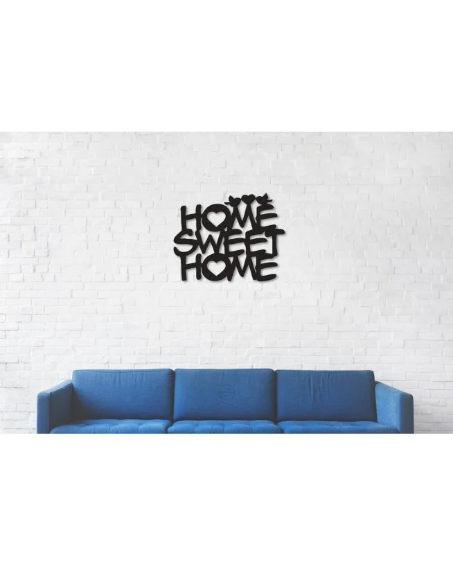 Home Sweet Home - Typography Metal Graffiti Art Black Wall Décor,Living Room, Bedroom, Kitchen, bathroom Interior Decoration, W