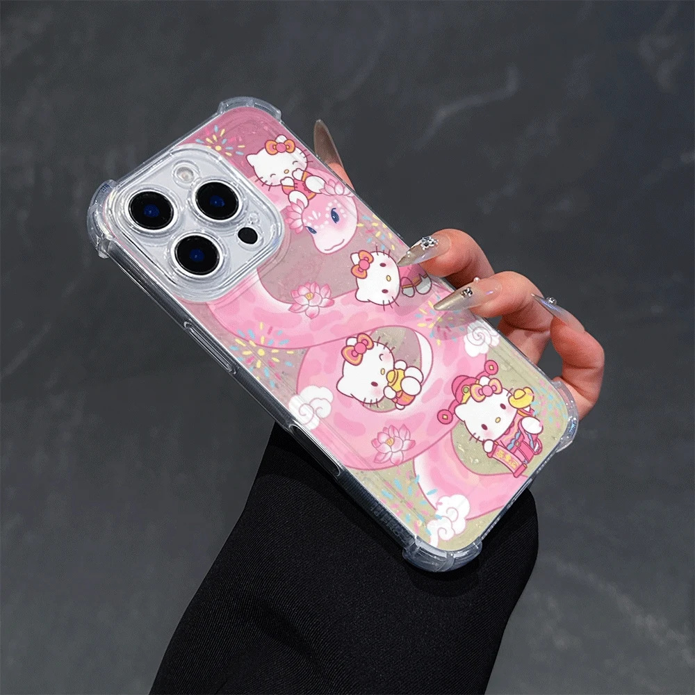 

Мягкий чехол для телефона Hello Kitty Cat для IPhone 14 Pro IPhone 16/15/14/13/12/11/x/xs/xs Max Girl, прозрачный чехол для телефона Hello Kitty Fashion
