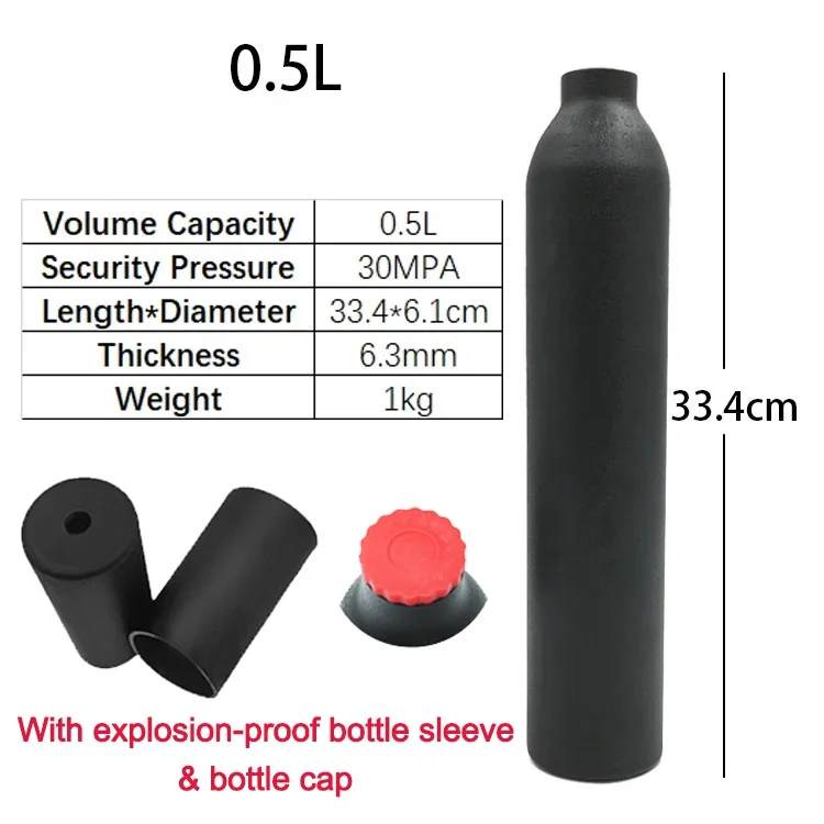 High Pressure Bottle CO2 Tank Dive Oxygen Soda Drink Thread M18*1.5 30PMA 4500psi Explosion-proof Sleeve Cap Aquarium Gas Bottle