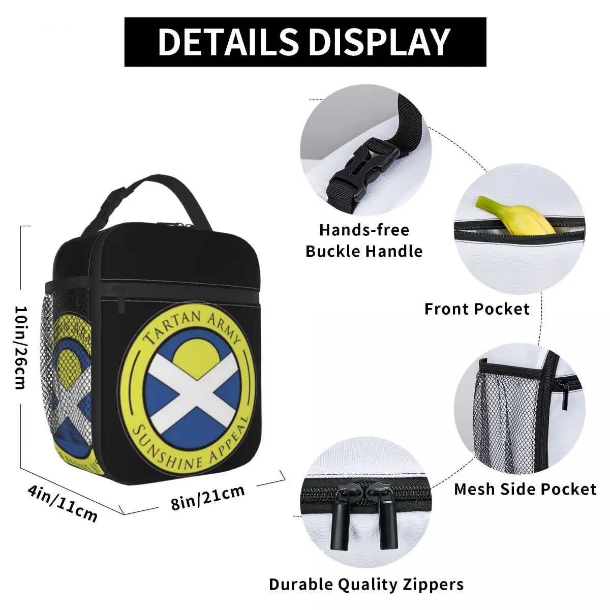 Tartan Army Sunshine Appeal Insulated Lunch Bag for Women Office Cooler Thermal Food Box Tote Portable Lunch Boxes Container