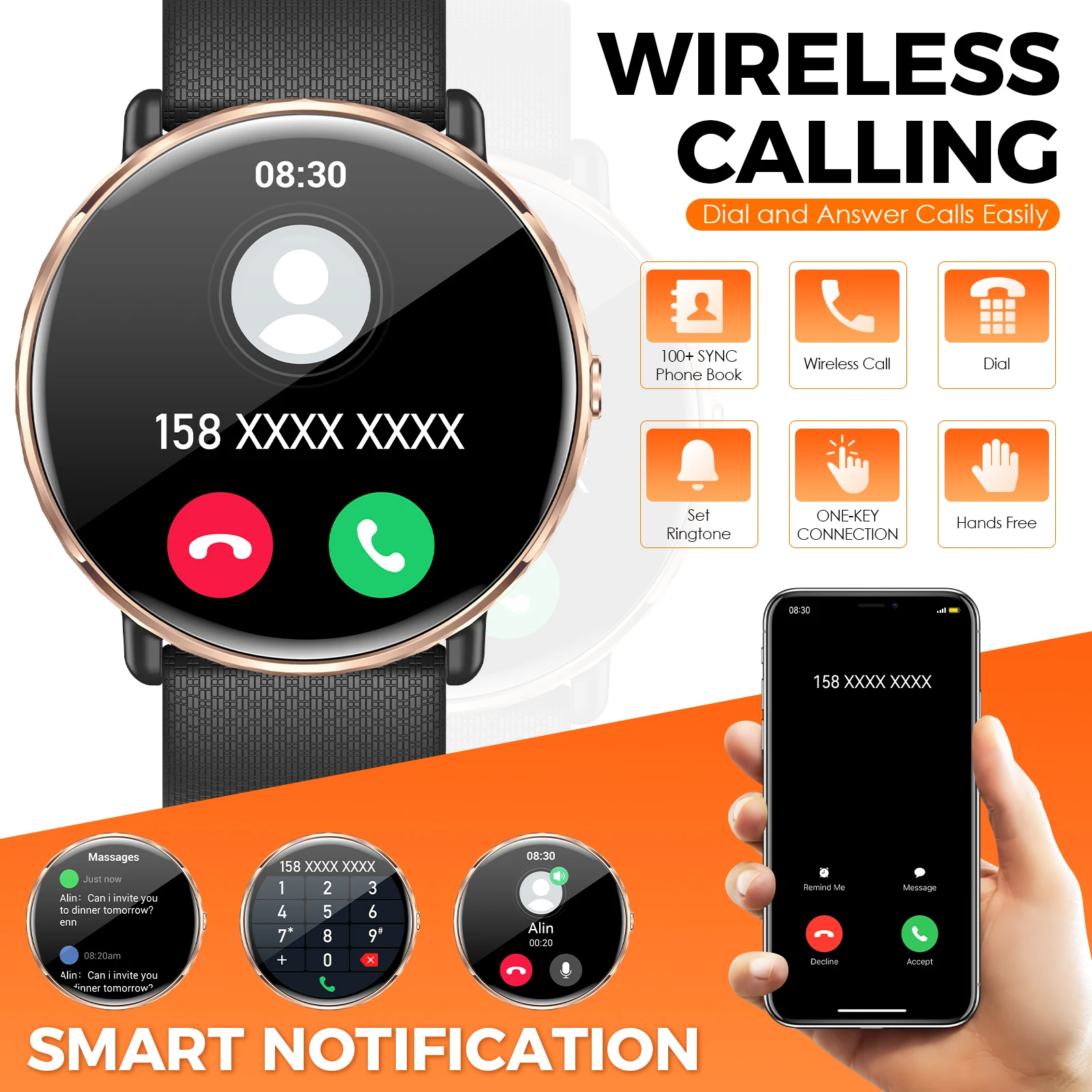 EIGIIS 2025 Nowy inteligentny zegarek 1,43 cala Wodoodporny klasy IP68 AMOLED Męskie i damskie modne zegarki sportowe Połączenia Bluetooth Monitorowanie aktywności fizycznej