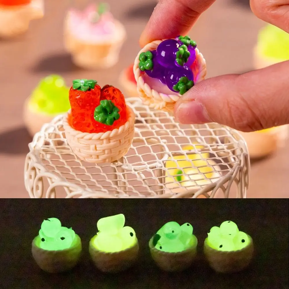 

2 шт., мини-1/12 кукольный домик, рамка из ротанга, ручная работа, милая корзина для хранения фруктов и овощей, смола, 10 стилей