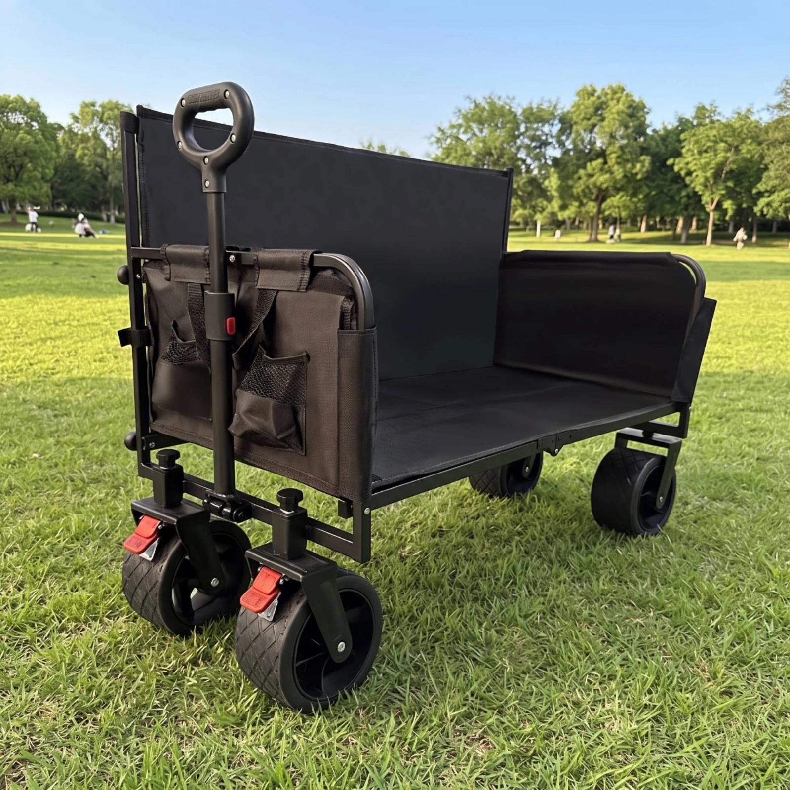 Seat-Style Wagon with Backrest Compact Folding Camping Cart Foldable Wagon Versatile Utility Folding Cart Heavy-Duty for Campers