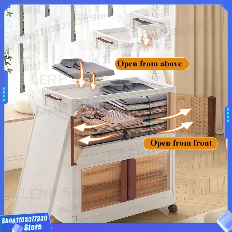 3 Tier Plastic Storage Box With Wheels And Lid Collapsible Stackable Container For Tissue Bedroom Kitchen Dormitory