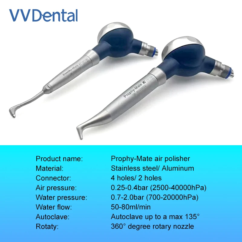 

VVDental Prophy Mate Air Polisher N Type E Type Dental Air Prophy Handpiece with 90°/120° Nozzles