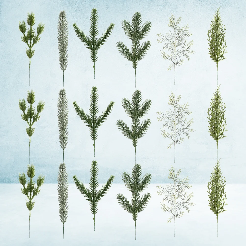 

18Pcs Simulation Christmas Leaf Ornaments Artificial Realistic Pine Needle Cypress Branches Home Party Decor Artificial Leaves