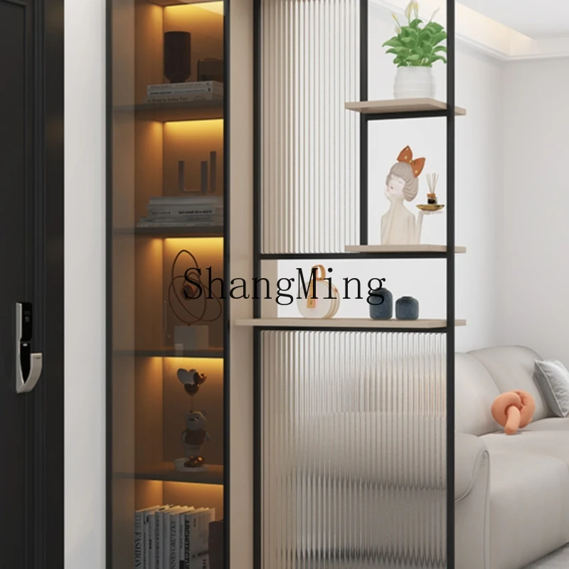 

ZYY solid wood simple modern living room partition light luxury minimalist style Changhong glass foyer screen cabinet