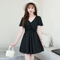 Women Covering Flesh and Showing Slimming Two-piece Set for Fat People Loose Anti-exposure Hot Spring Slightly Fat Swimsuit