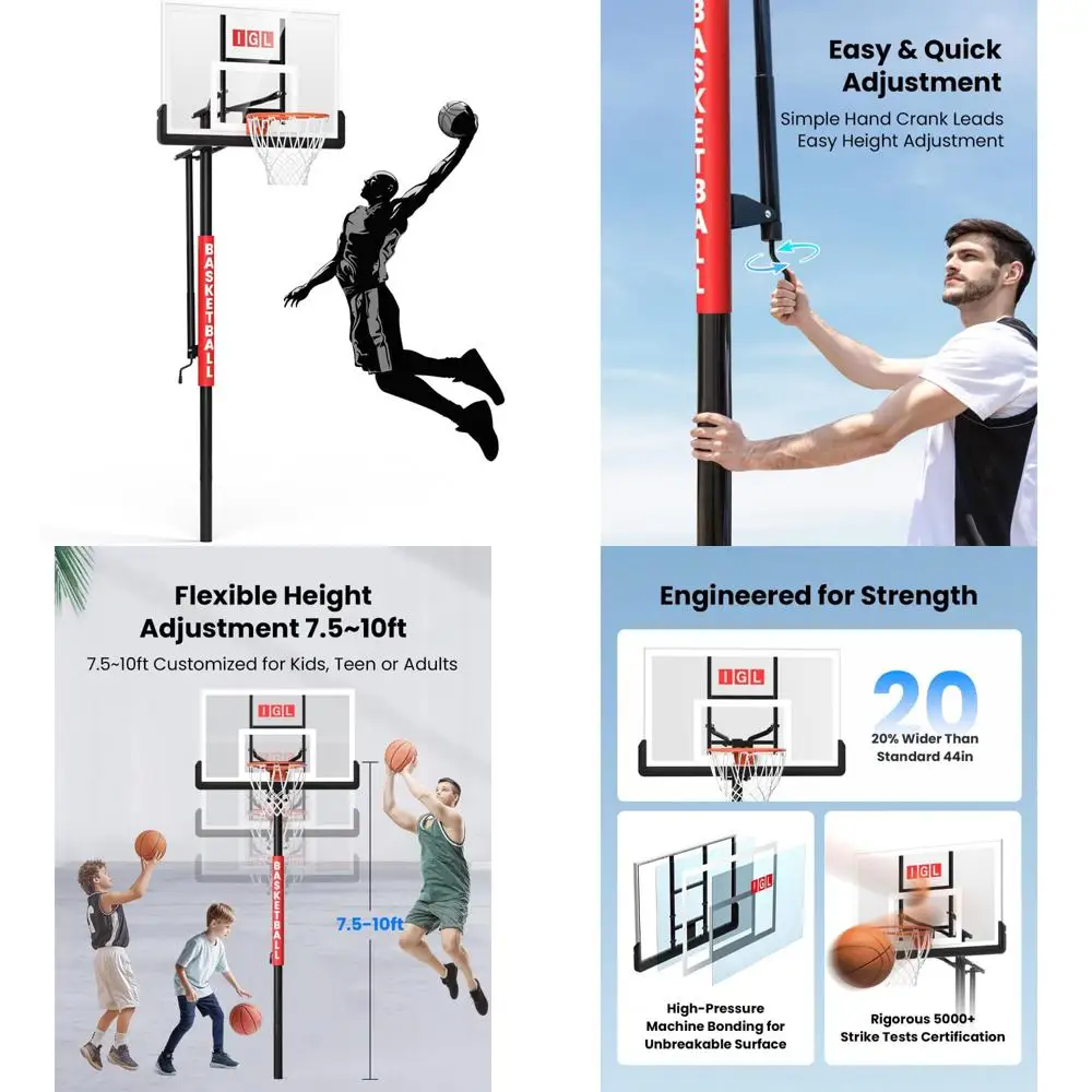 Verstelbaar 10ft basketbaldoel voor buiten met onbreekbaar bord en professionele in de grond